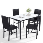 5 Piece Dining Room Table Set, Modern Dining Table Sets with Gray Velvet Upholstered Chairs for 4, Faux Marble Pattern Rectangle Kitchen Table Set for Bar Living Room Breakfast Nook Small Space