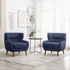 ALEAVIC White Accent Chair Upholstered Armchair with Solid Wood Legs
