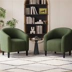 Yaheetech Upholstered Club Chair Accent Barrel Chair, Ivory