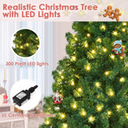 Vebreda 6FT Pre-Lit Artificial Christmas Tree with 300 Warm White LED Lights, Hinged Branch Design, Eco-Friendly PVC Needles & Foldable Metal Stand for Home, Office & Holiday D��cor