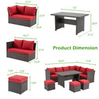 AECOJOY 7 Piece Patio Furniture Set PE Rattan Outdoor Dining Set Sectional Sofa Couch with Table Patio Conversation Set in Gray