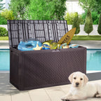 Ktaxon 90 gal Outdoor Garden Plastic Storage Deck Box Gray