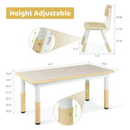 LAZY BUDDY Kids Table and 4 Chairs Set, Height Adjustable Toddler Desk with Graffiti Desktop, Kids Activity Table Set for Daycare, Home