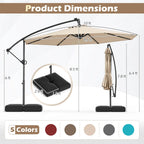 Costway 10 FT Solar Offset Hanging Umbrella Patio Cantilever Umbrella with 32 LED Lights Brown
