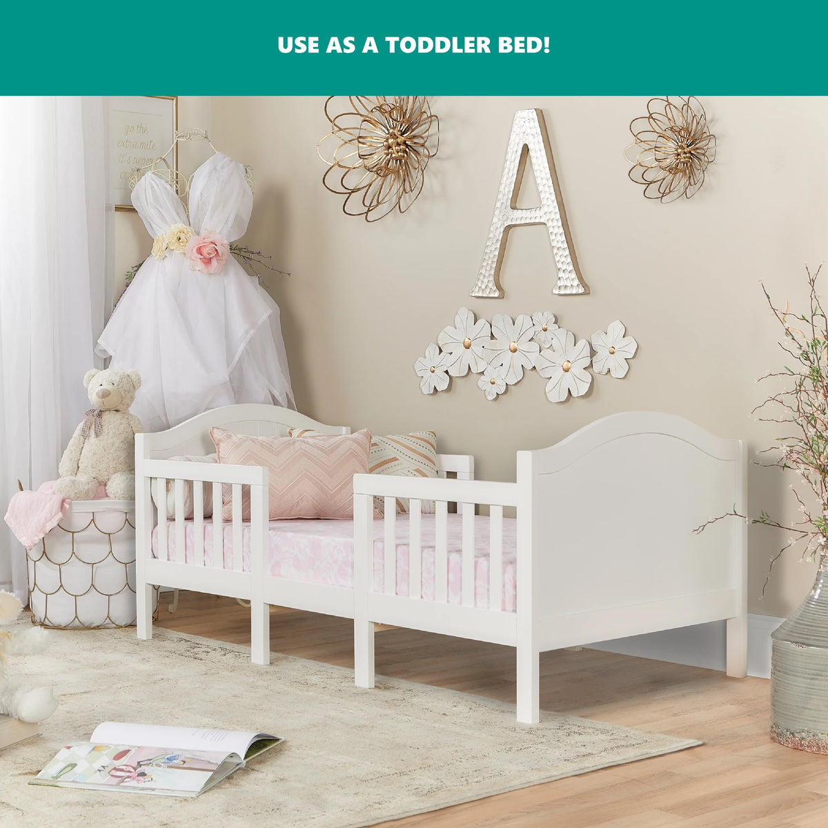 Dream On Me Portland 3 in 1 convertible Toddler Bed, Steel Grey