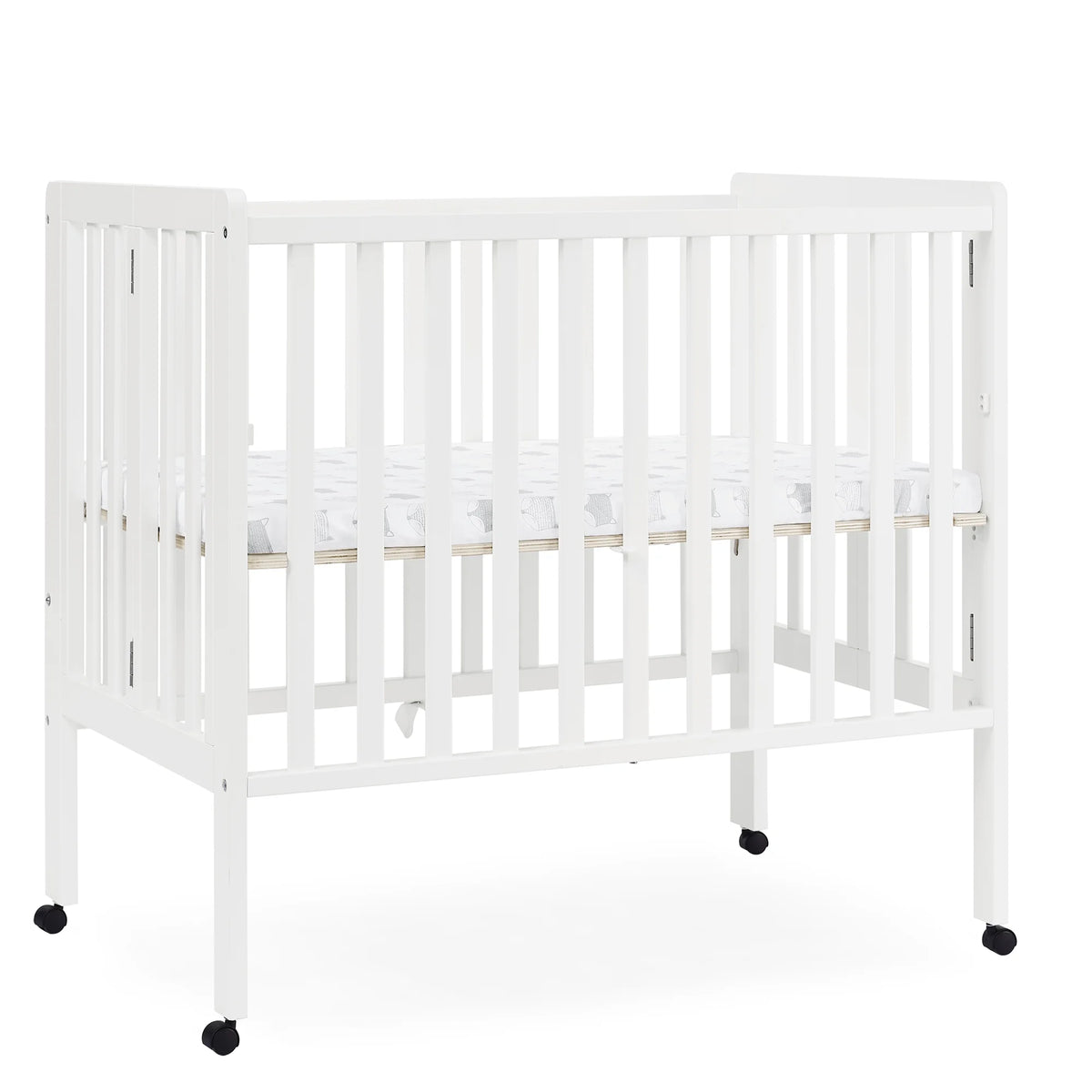 Delta Children Lee Portable Folding Mini Crib with 1.5-Inch Mattress - Greenguard Gold Certified, Bianca White