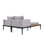 Harper & Bright Designs Patio Outdoor Metal Daybed for 2, All Weather Outdoor Chaise Lounges Reclining Chairs with Wood Topped Side Spaces for Drinks for Poolside Balcony Deck, Gray