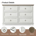 FAGAGA 6 Drawers Dresser for Living Room,Storage Cabinet Wooden Dressers Organizer for Bedroom,White