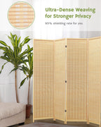 JOSTYLE 4-Panel Room Divider 6ft Tall Extra Wide Folding Privacy Screen with Diamond Double-Weave Divider for Room Separation Freestanding Red Brown