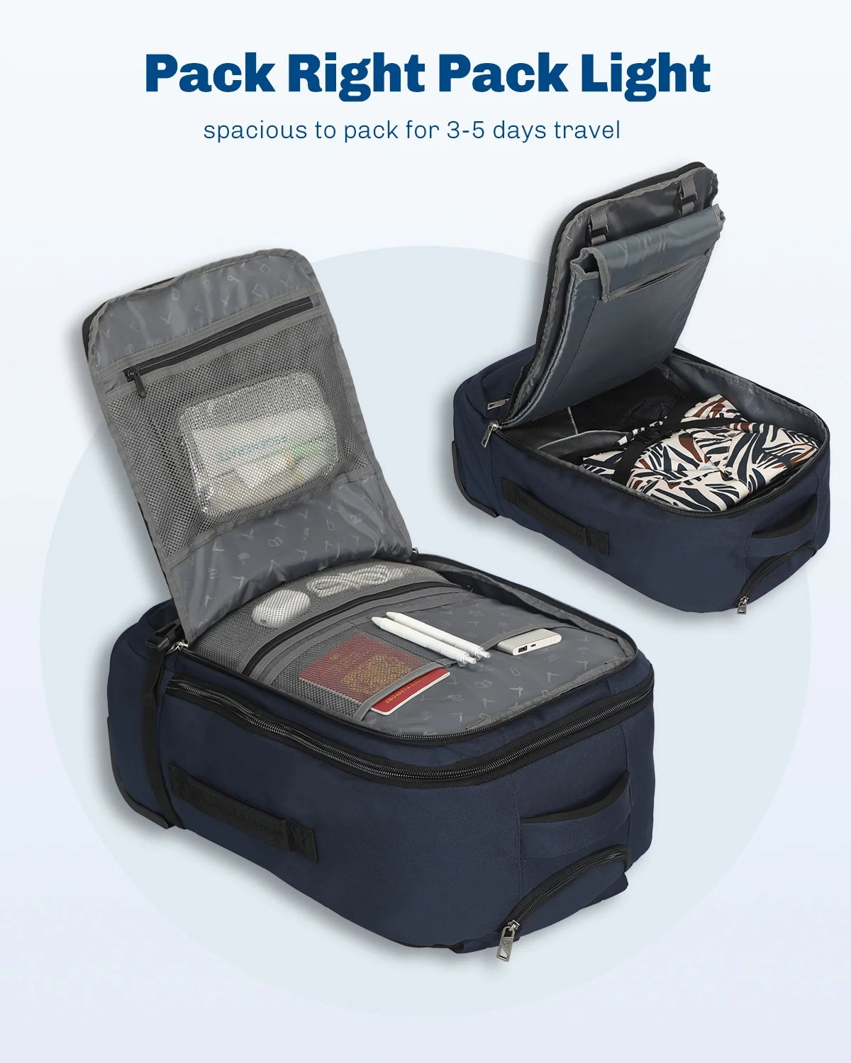 Hynes Eagle 22" Hybrid Carry-On Luggage, Softside Rolling Backpack, Grey