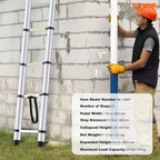 VEVOR Telescoping Ladder, 16.4FT Aluminum Lightweight Extension Ladder, Multi-button Retraction Collapsible Ladder, 375 LBS Capacity with Non-slip Feet, Portable Compact Ladders for Home, RV, Loft