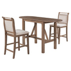 Harper & Bright Designs 3 Piece Wood Folding Dining Table Set Drop Leaf Table with 2 Padded Counter Height Dining Chairs for Small Place, Brown