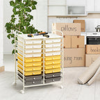 Costway 20 Drawer Rolling Storage Cart Tools Scrapbook Paper Office School Organizer Yellow