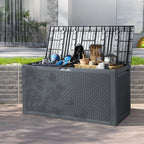 Ktaxon 90 gal Outdoor Garden Plastic Storage Deck Box Gray