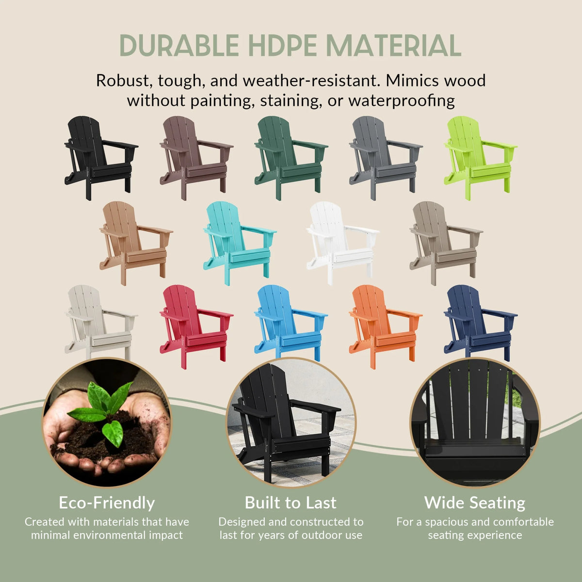 Westintrends Outdoor Folding HDPE Adirondack Chair, Patio Seat, Weather Resistant, Dark Brown