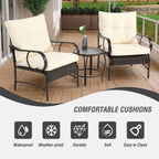 Villeston 3 Piece Outdoor Wicker Conversation Patio Set, with 2 Chairs, Table for Porch Garden,Blue