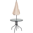 Flash Furniture Nantucket 6 Piece Black Patio Garden Set with Umbrella Table and Set of 4 Folding Chairs