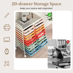 Costway 20 Drawer Rolling Storage Cart Tools Scrapbook Paper Office School Organizer Yellow