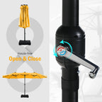 Summit Living 15 FT Double-Sided Solar Patio Umbrella with Base Large Outdoor Umbrella with LED Solar Lights - Haze Blue