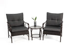 Villeston 3 Piece Outdoor Wicker Conversation Patio Set, with 2 Chairs, Table for Porch Garden,Blue
