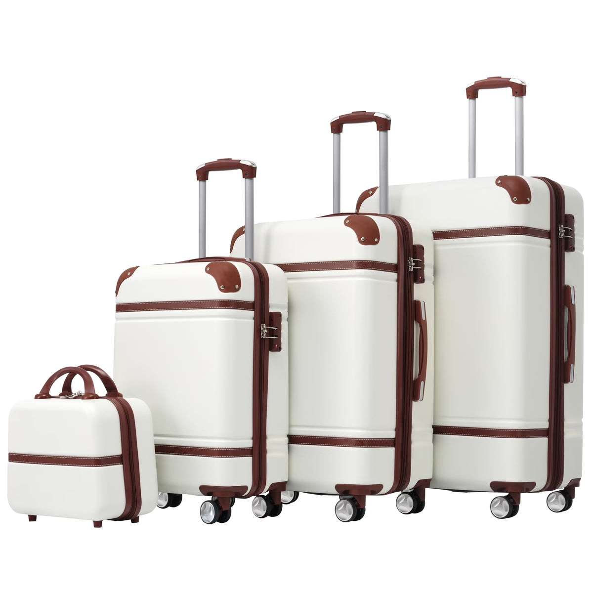 DUOSONG Hardshell Luggage Sets 4 Pieces 20"+24"+28" Luggages And Cosmetic Case Spinner Suitcase With Tsa Lock Lightweight White ABS Travel Luggage Hard Case