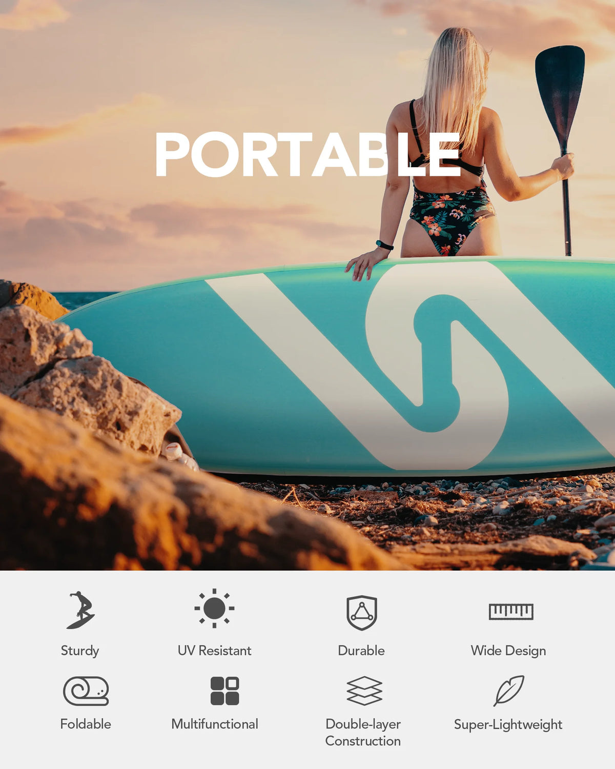 Naipo Inflatable Paddle Board 10FT Stand up Paddle Board 10' SUP 6 in.Thick Board Carry Bag & Fast Pumping Green