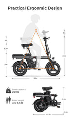 Engwe T14 Folding Electric Bikes for Adults,350W Mini Ebike 48V10AH Removable Battery, Urban City Commuter Electric Bicycles-Grey