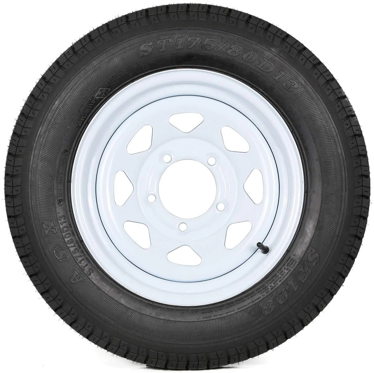 WEIZE ST175/80D13 Trailer Tires With 13" White Wheel - 5 on 4-1/2 - Load Range C, 6PLY, Set Of 2