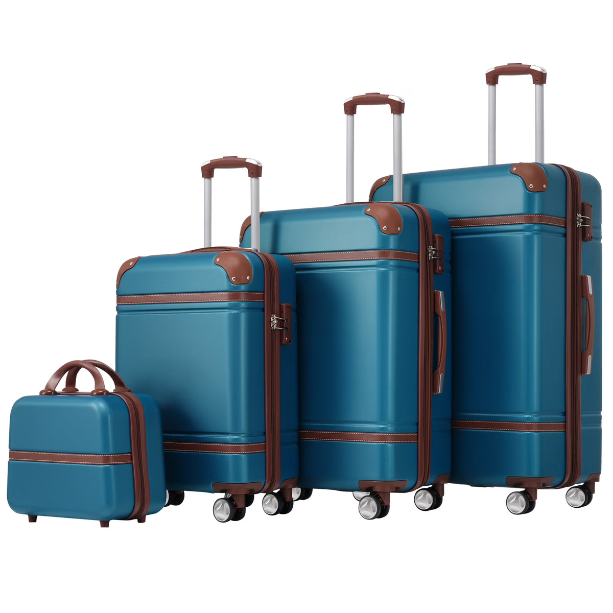 DUOSONG Hardshell Luggage Sets 4 Pieces 20"+24"+28" Luggages And Cosmetic Case Spinner Suitcase With Tsa Lock Lightweight White ABS Travel Luggage Hard Case