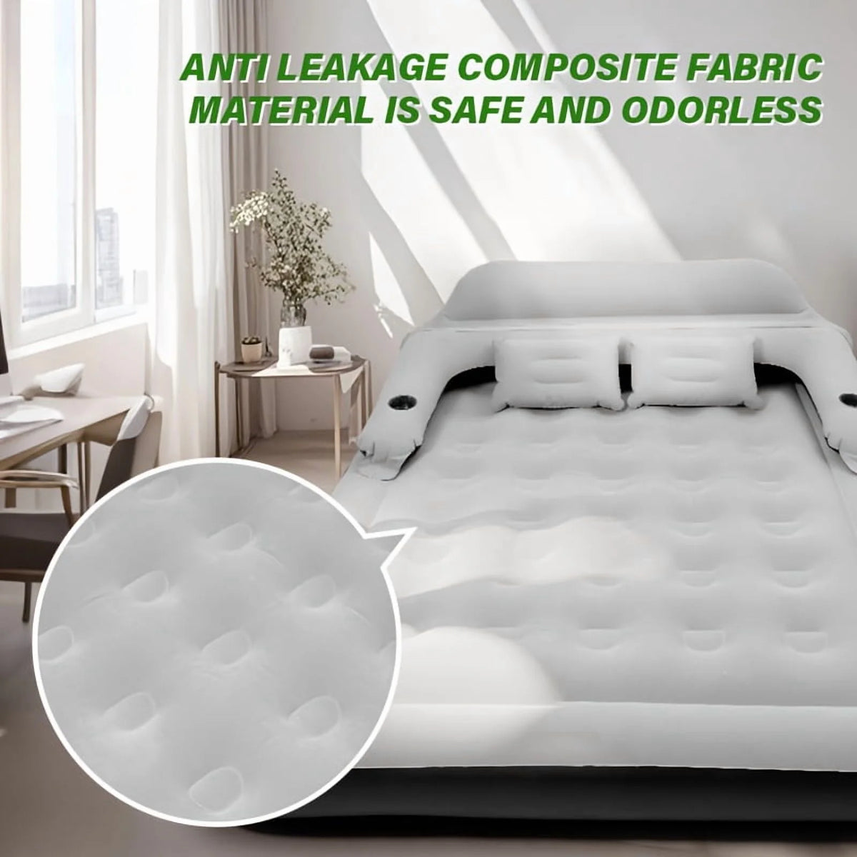 Double Bed Automatic Inflatable Mattress with Backrest Pillow with Inflatable Pump Portable Air Cushion Outdoor Camping Home Inflatable Mattress Bed