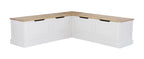 Linon Romero Backless Corner Nook with Storage, 5-Piece Cushion Set, Natural/White/Beige