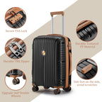Joyway 5 Piece Luggage Sets Hardshell Lightweight Suitcase with TSA Lock Spinner Wheels-Orange