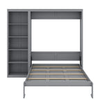 YunNianYang Queen Size Gray Murphy Bed Wall Bed with Shelves