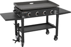 36 Inch Gas Griddle Cooking Station 4 Burner Flat Top Gas Grill Propane Fuelled Restaurant Grade Professional 36�� Outdoor Griddle Station with Side Shelf (1554)