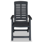 vidaXL Reclining Patio Chairs Outdoor Stack Dining Chair with Armrest Plastic