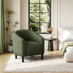 Yaheetech Upholstered Club Chair Accent Barrel Chair, Ivory