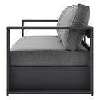 Lounge Sofa Table Set, Grey Gray, Aluminum, Metal, Fabric, Modern Contemporary, Outdoor Patio Balcony Cafe Bistro Garden Furniture Hotel Hospitality