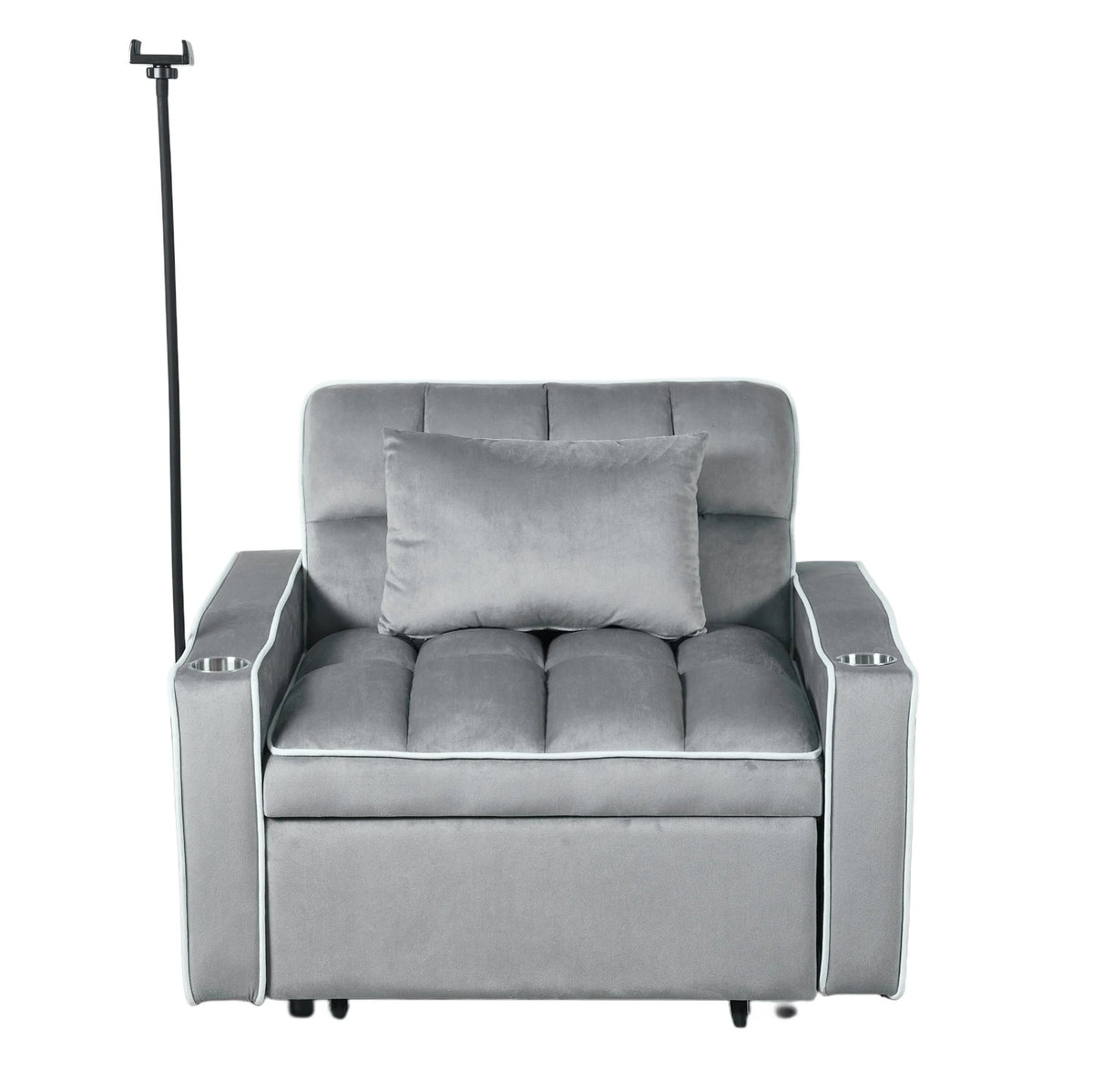 Gewnee 55'' Modern Convertible Velvet Sofa Bed with Pull-Out Twin Bed, Adjustable Backrest for Living Room, Office (Dark Gray)