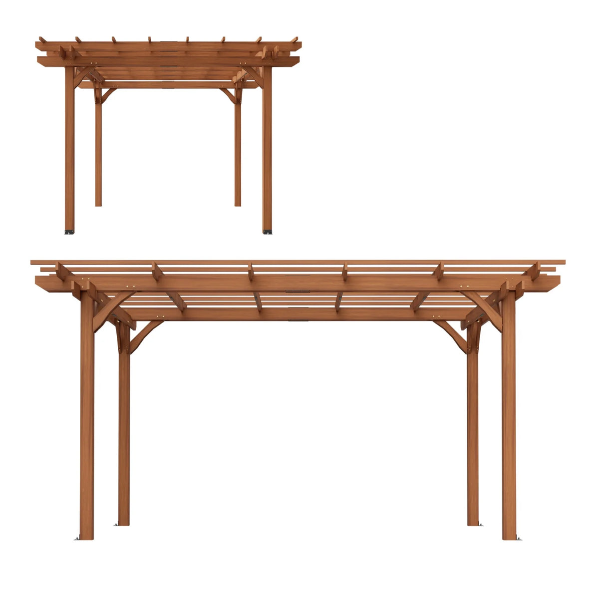 12 x 10 FT Outdoor Pergola, Wooden Pergola Gazebo with Climbing Plant Support and Waterproof, for Patio Porch Garden Backyard, Brown