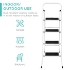 Best Choice Products 4-Step Portable Folding Steel Ladder w/ Hand Rail, Wide Platform Steps, 330lbs Capacity