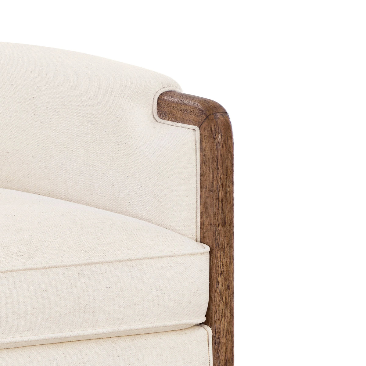 My Texas House Campbell Wood Accent Chair, Cream Fabric