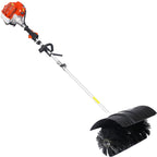 Power Snow Sweeper Brush Machine, 52cc Gasoline Walk-Behind Power Broom for Artificial Lawn Dirt Debris, 24" X 9" Brush, EPA Approved