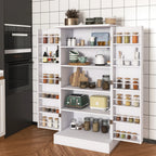 47 Kitchen Pantry Cabinet, White Buffet Cupboards Sideboard with Doors & Adjustable Shelves, Kitchen