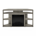 Jensen Corner TV Stand with Fireplace for TV up to 55 in., French Oak Grey