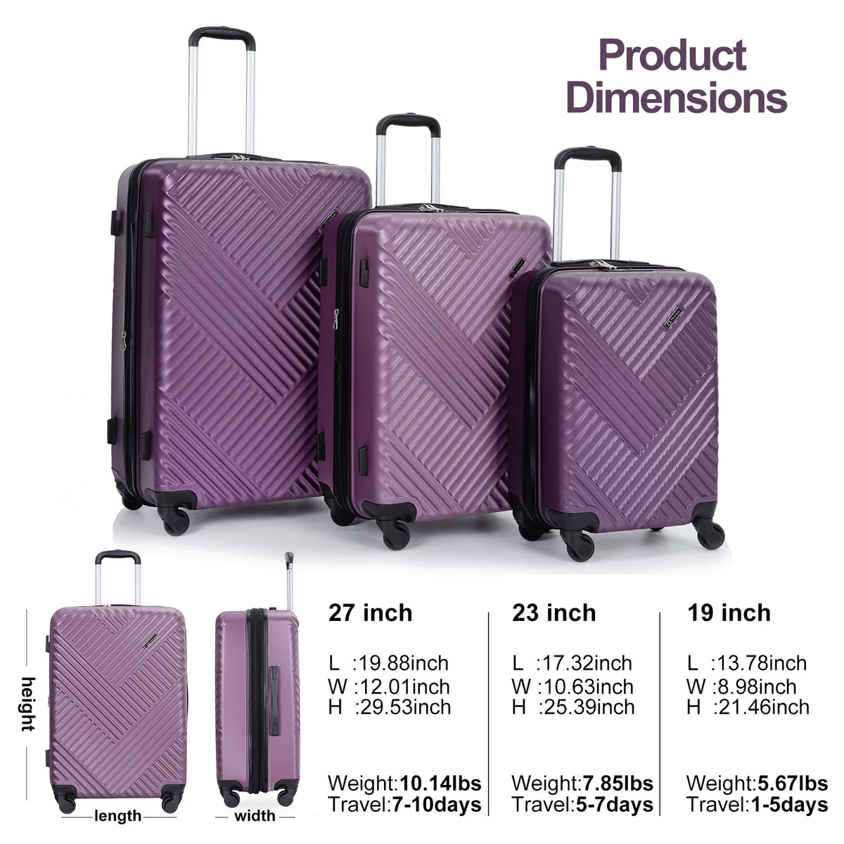 10 Piece Luggage Set Lightweight Suitcase Set with 7PCS Organizer Bags Suitcase with TSA Lock Spinner Wheels(Black)