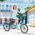 MOONCOOL 350W Motorized Electric Trike, 7 Speed 3 Wheel Electric Bicycle with 36V 10Ah Lithium Battery UL Certified, 24" Electric Tricycle for Adults with Rear Basket