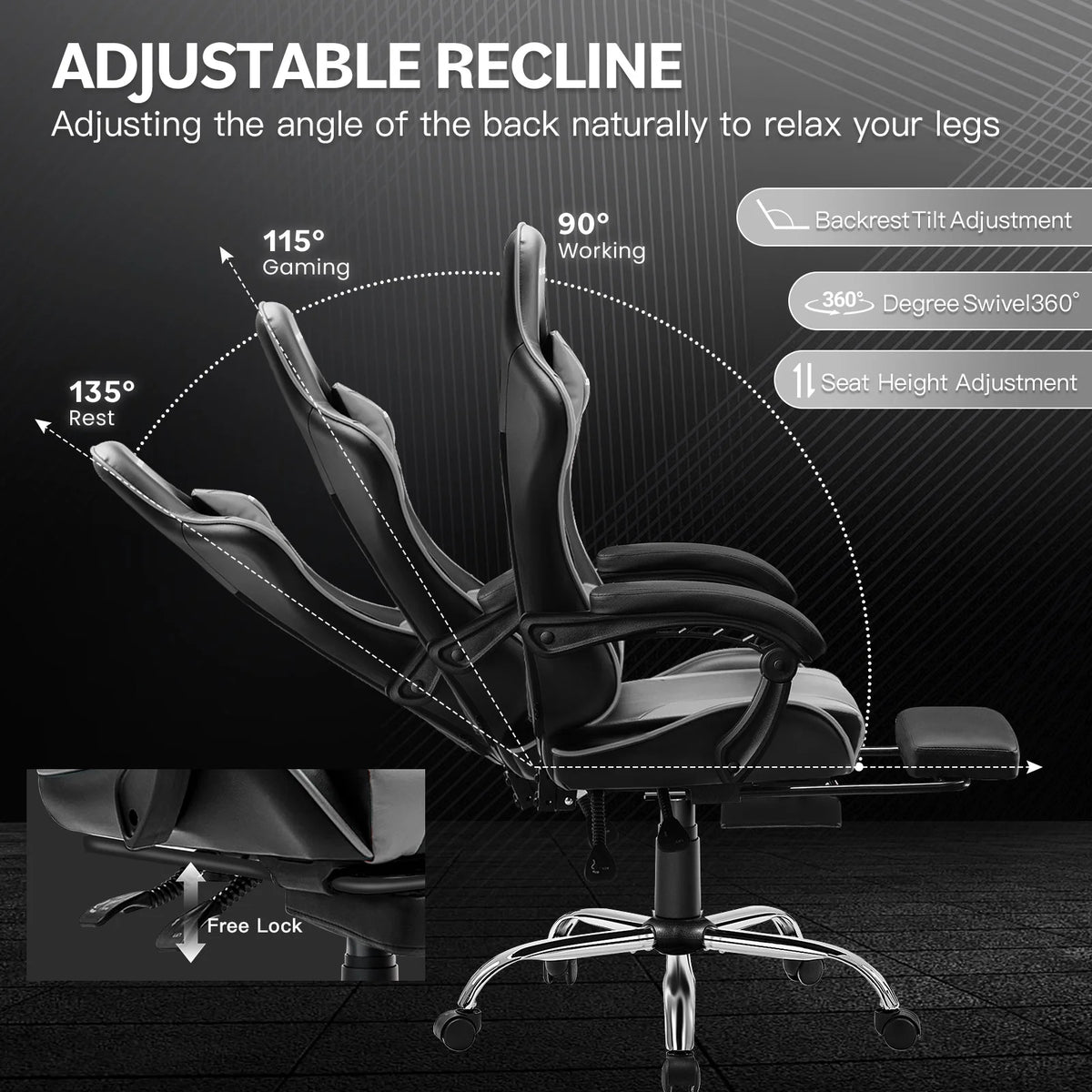 JONPONY Big and Tall 500LBS Gaming Chair, Ergonomic Design, Gamer Chair PU Leather with Footrest and Lumbar Support, High Back Office Chair Support 8 Hours Long Sitting,Red Computer Chair,Red