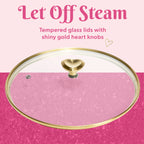 Paris Hilton 10-Piece Ceramic Nonstick Cast Aluminum Cookware Set, Clean Ceramic? Coating, Faceted Pink Design