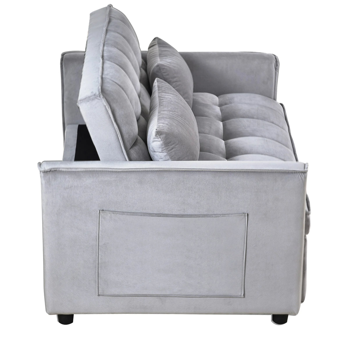 Gewnee 55'' Modern Convertible Velvet Sofa Bed with Pull-Out Twin Bed, Adjustable Backrest for Living Room, Office (Dark Gray)