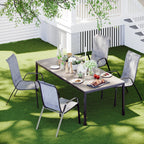 Pirecart Set of 4 Patio Dining Chairs, Textilene Outdoor Stacking Chairs for Poolside, Backyard, Garden